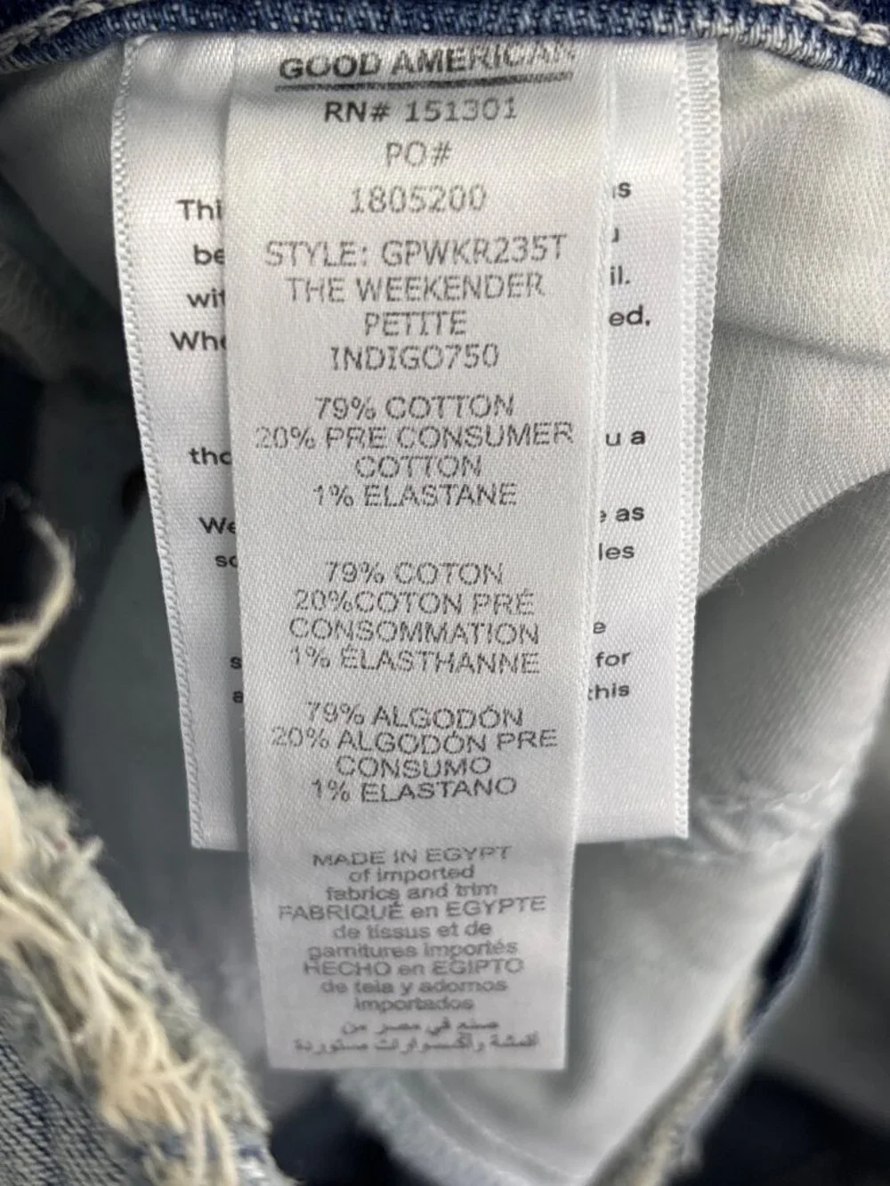 Good American The Weekender Crop Jean Light Wash Size 4/27 Petite - Picture 5 of 5